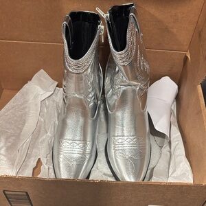 Soda Metallic Silver Ankle Booties
